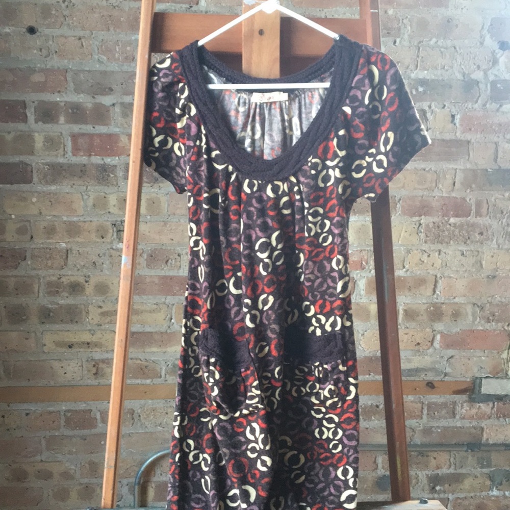 Patterned artsy boutique dress with pockets